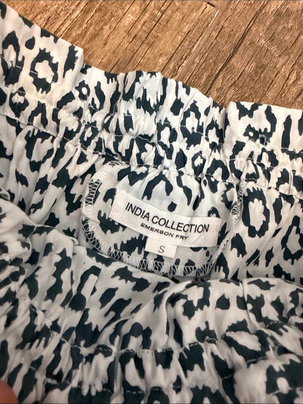 Emerson Fry India Collection Drawstring Wrap Maxi Skirt Charcoal Leopard small - Picture 3 of 3
